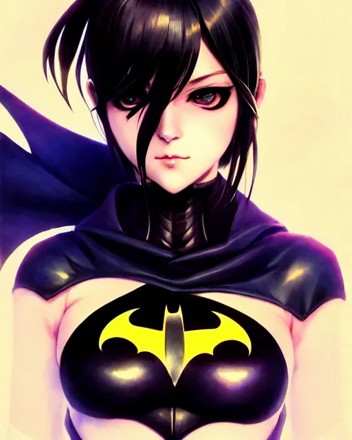 Image similar to portrait Anime batman cosplay girl cute-fine-face, pretty face, realistic shaded Perfect face, fine details. Anime. realistic shaded lighting by katsuhiro otomo ghost-in-the-shell, magali villeneuve, artgerm, rutkowski Jeremy Lipkin and Giuseppe Dangelico Pino and Michael Garmash and Rob Rey