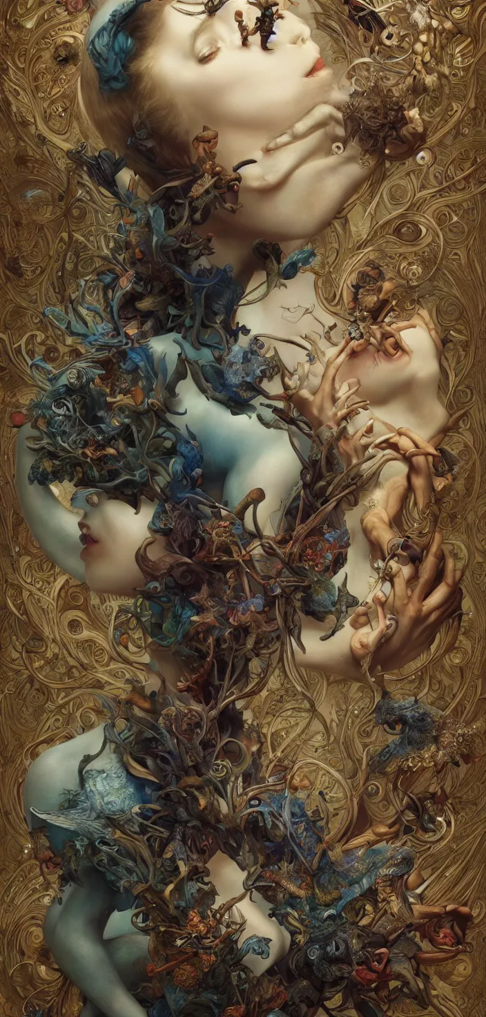 Prompt: exquisite, curious, imaginative creature, humanoid, vogue, anthro, poster by weta studio and james gurney and tom bagshaw and james jean