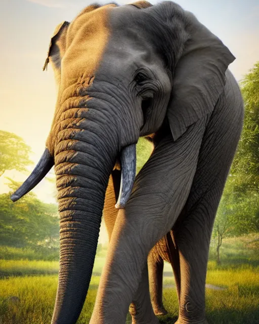 Image similar to photorealistic ganesh in real life as an elephant, national geographic