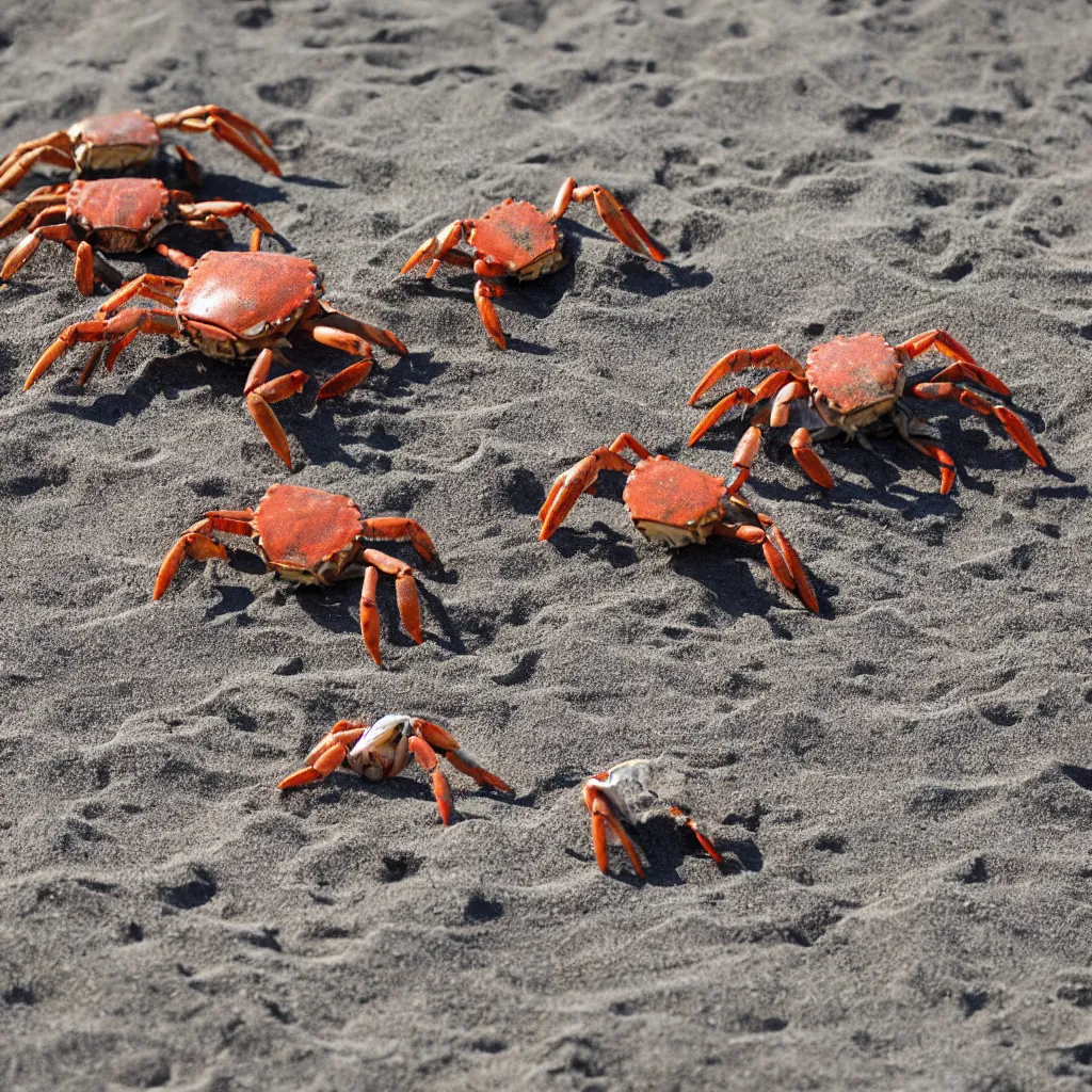 Image similar to crabs playing dice on the beach