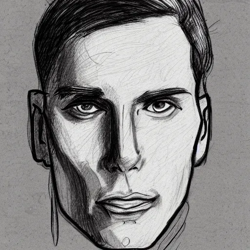 Prompt: a very quick pen sketch of jerma