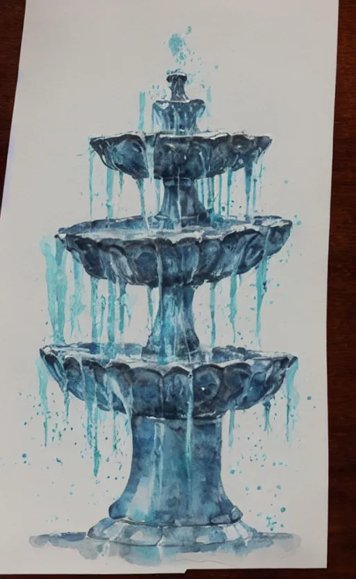 Image similar to Fountain Watercolor sketch, highly detailded