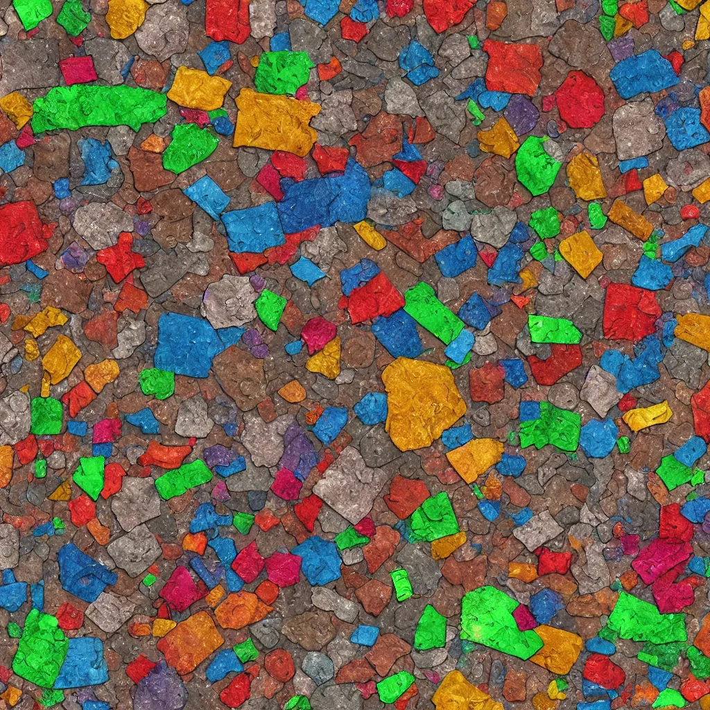 Image similar to a texture of colorful recycled plastic texture, inability, texture for 3d, pbr, pbr texture, cg, 3d, rendering, unreal enigne