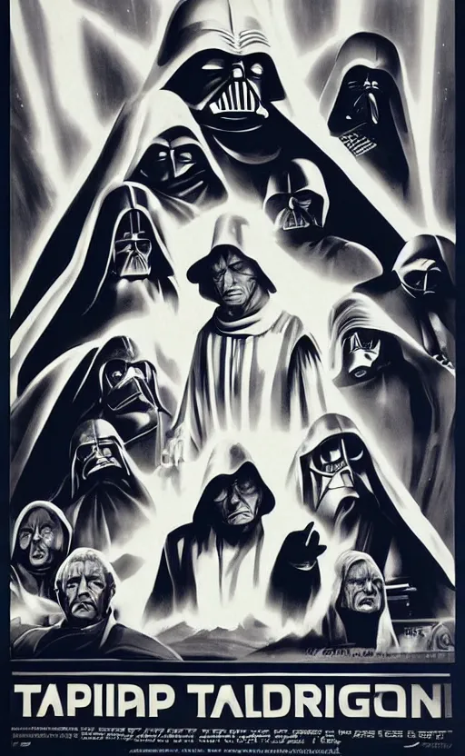 Image similar to a propaganda poster for the galactic empire in star wars, featuring the emperor palpatine, sidious, as a shadow