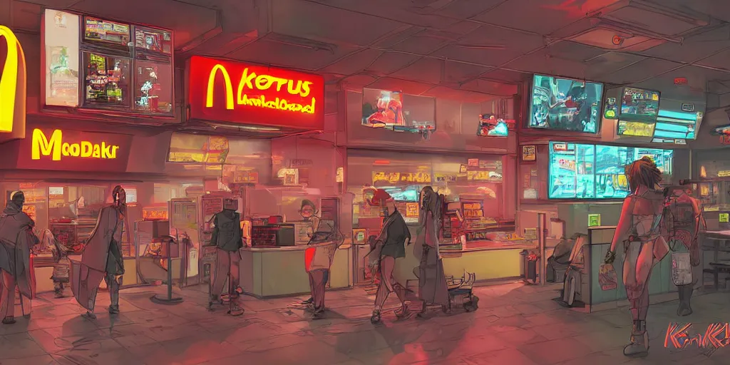 Prompt: cyberpunk mcdonalds by kirokaze