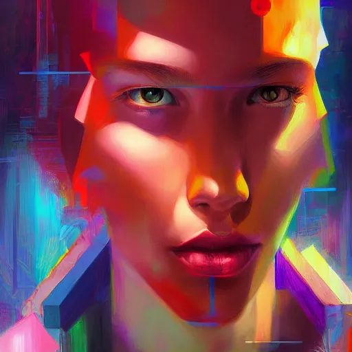 Prompt: a tetris head, by ross tran, oil on canvas