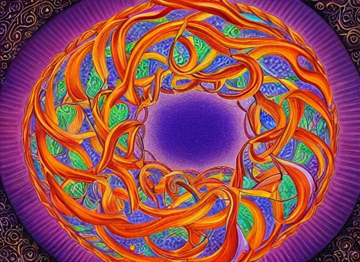 Image similar to the ouroboros of infinite flower universes, by octavio ocampo, dichromatism, paradox, volumetric light, insanely detailed and intricate, hypermaximalist, warm colors, dramatic lighting, smooth, sharp focus, extremely detailed, aesthetically pleasing composition