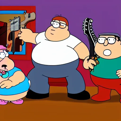 Prompt: peter griffin family guy playing an epic guitar solo