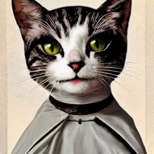 Prompt: color studio photo of a a cute!!! cat dressed like a catholic nun