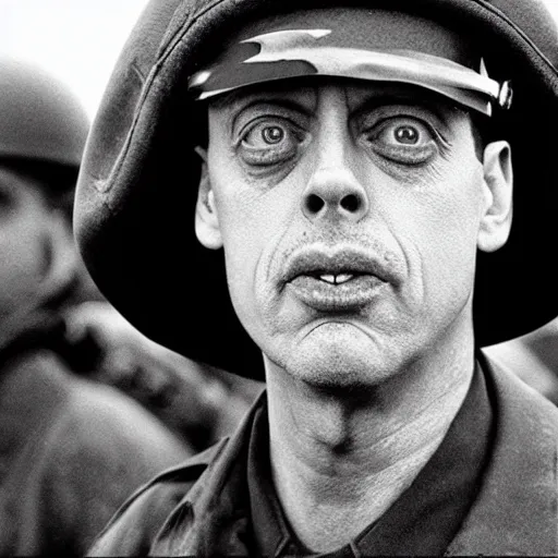 Prompt: Steve Buscemi starring in saving private Ryan