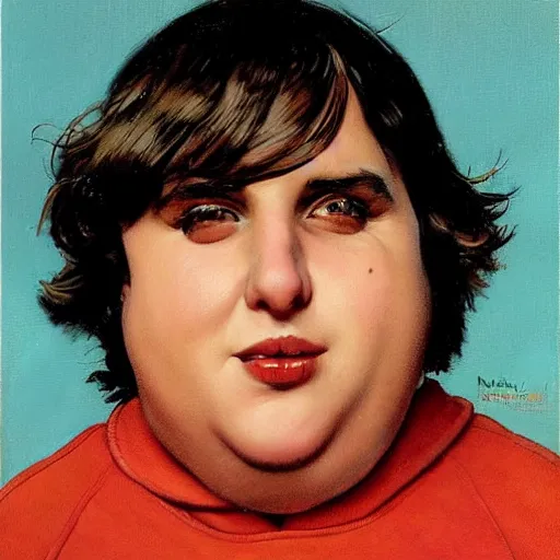 Image similar to andy milonakis portrait art by norman rockwell