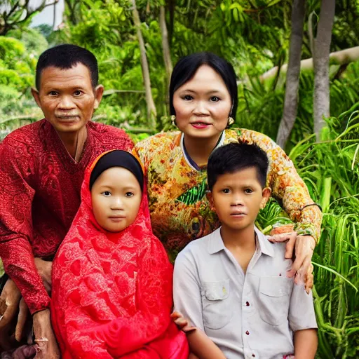 Prompt: an indonesian family portrait, flickr, high resolution, 4 k hd