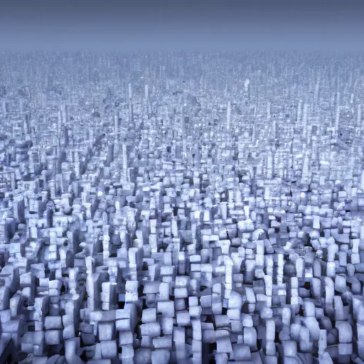 Prompt: A bird's-eye view of the city made of white mushrooms, unreal engine, HD, photo