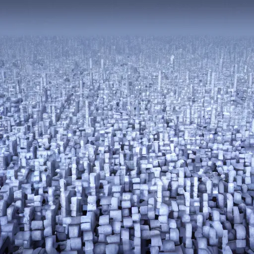 Image similar to A bird's-eye view of the city made of white mushrooms, unreal engine, HD, photo