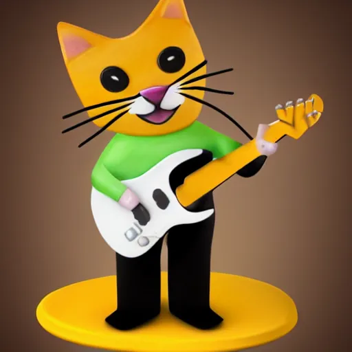 Image similar to A Hyperealistic Cat with a body made out of cheese playing guitar.
