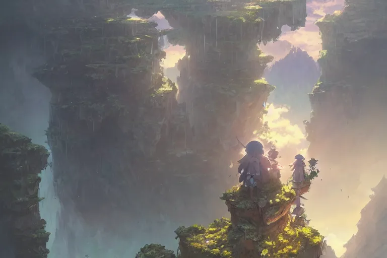 Image similar to made in abyss concept art wlop James Jean Marc Simonetti trending on artstation hyperdetailed Unreal Engine 4k 8k ultra HD