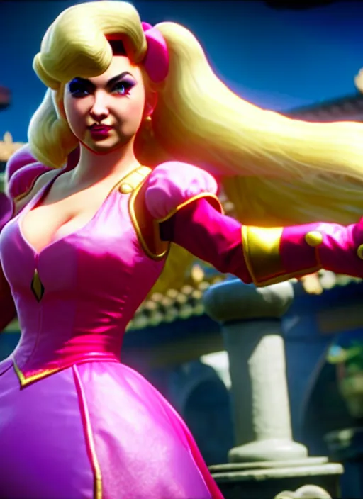 Image similar to princess peach in mortal kombat 1 1, ps 5 screen capture, 4 k