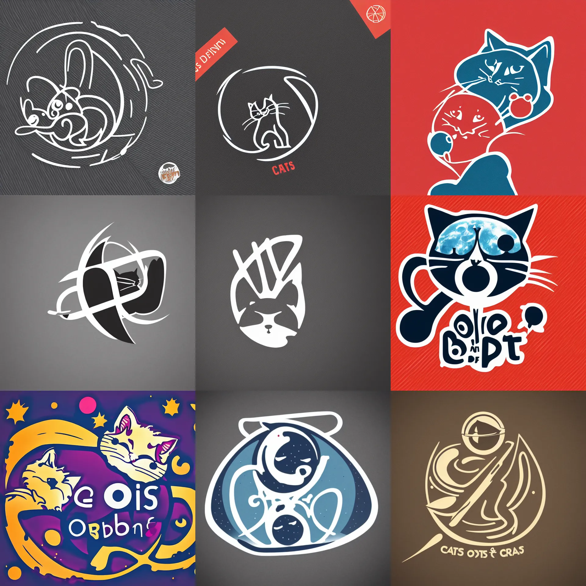 Prompt: stylized logo of design company'cats in orbit'
