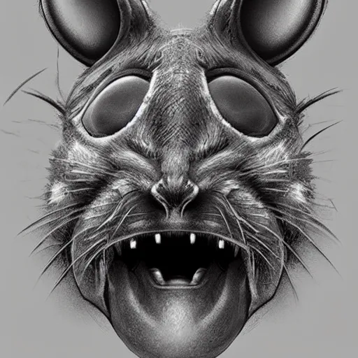 Prompt: a rat with the face in the shape of Lysoform, trending at artstation
