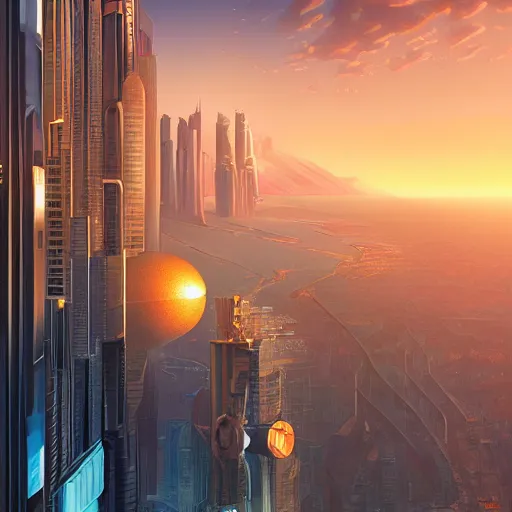 Image similar to sentient ai robotic all knowing being designed by jony ive in cybercity, golden hour, poster by michael whelan and gilbert williams and evgeny lushpin and artgerm and alena aenami, 3 0 mm, well proportioned, highly detailed, rule of thirds, long exposure