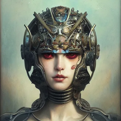 Prompt: ultra realist soft painting of a single attractive gynoid female sillicon skin armored, curiosities carnival, partial symmetry accurate features, very intricate details, focus, curvy, artstyle Tom Bagshaw, award winning