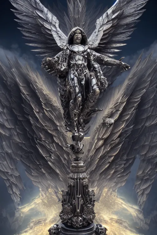 Image similar to archangel micheal by tsuyoshi nagano, illustration, cinematic lighting, hyperdetailed, 8 k, symmetrical, frostbite 3 engine, cryengine, dof, trending on artstation, digital art, crepuscular ray
