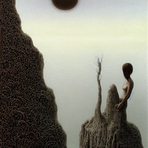 Image similar to 🦚🌞 by zdzisław beksiński