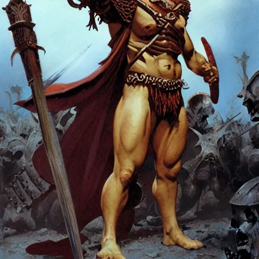 Image similar to quarter length portrait of a gladiator hobgoblin, d & d, fantasy, greg rutkowski, frank frazetta, alexandre chaudret, boris vallejo, michael whelan, miro petrov, hr giger, magali villeneuve, donato giancola