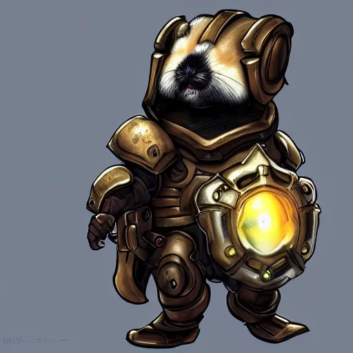 Image similar to hamster wearing the doomslayer armor, trending on artstation, digital art, unreal engine