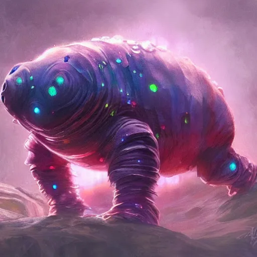 Prompt: ultra realistic illustration of magical tardigrade, forest, fantasy, colorful lights, intricate, elegant, highly detailed, digital painting, artstation, concept art, smooth, sharp focus, illustration, art by artgerm and greg rutkowski and alphonse mucha