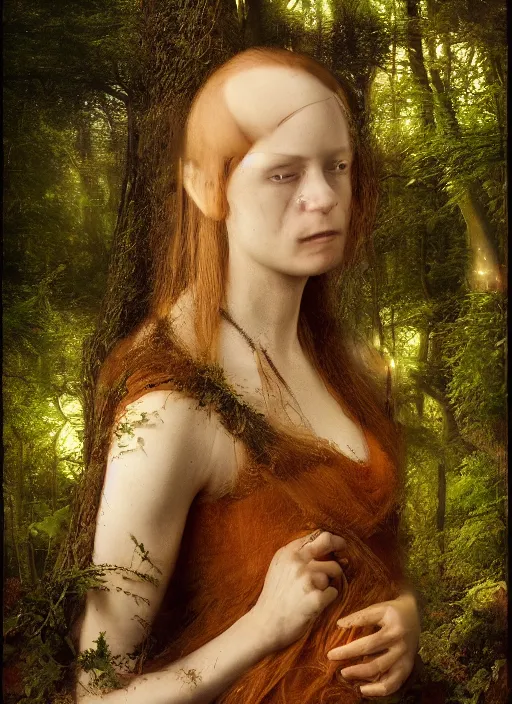 Image similar to portrait of a women who invented time in the forest that could not sleep, modern fine art, fractal, intricate, elegant, highly detailed, digital photography, subsurface scattering, by jheronimus bosch,