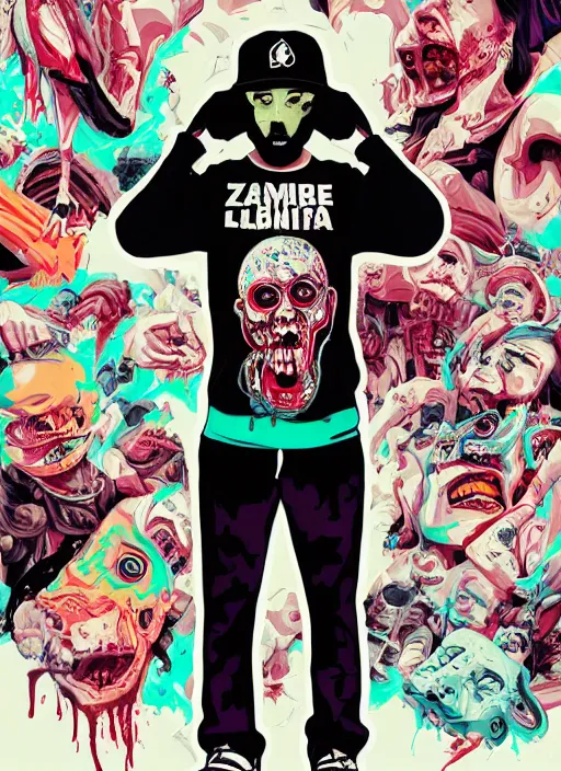 Image similar to zombie full body latina hiphop streetwear drip, tristan eaton, victo ngai, artgerm, rhads, ross draws