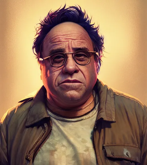 Image similar to Highly detailed portrait of Danny DeVito, in GTA V, Stephen Bliss, unreal engine, fantasy art by Greg Rutkowski, Loish, Rhads, ferdinand knab, Makoto Shinkai and Lois van baarle, ilya kuvshinov, rossdraws, Tom Bagshaw, global illumination, radiant light, detailed and intricate environment