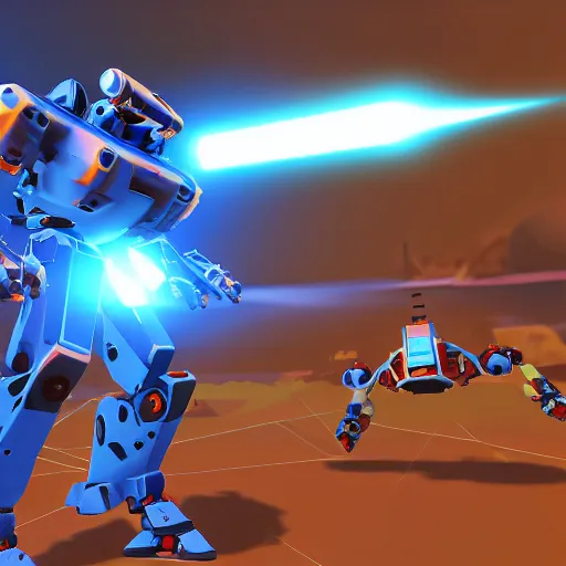 Image similar to screenshot from the game robocraft of a railgun bot, 8 k resolution