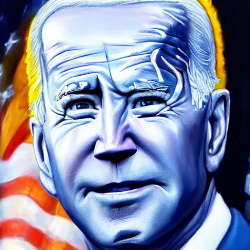 Image similar to an oil painting of joe biden as a god, 4 k, highly detailed