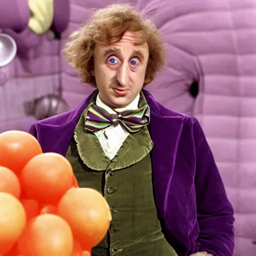 Image similar to gene wilder in willy wonka and the eggplant factory