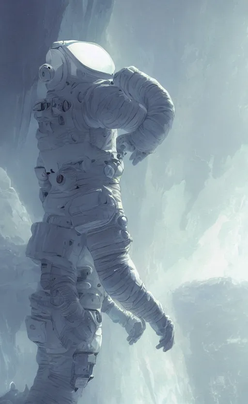 Prompt: a beautiful artwork illustration, concept art sketch of an astronaut in white futuristic cybernetic armor running on the surface of the moon, volumetric fog, godrays, high contrast, vibrant colors, vivid colors, high saturation, by Greg Rutkowski and Jesper Ejsing and Raymond Swanland and alena aenami, featured on artstation, wide angle, vertical orientation