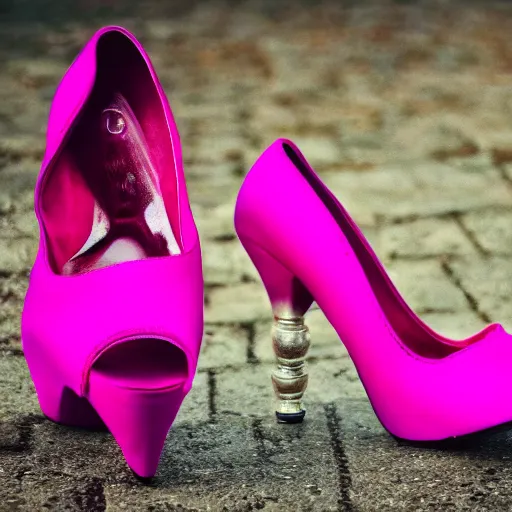 Prompt: medieval pink high heels, photoshoot, photography, 4 k, hyper realistic