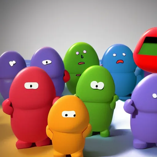 Prompt: realphoto 3D characters from Mr. Men, by Roger Hargreaves