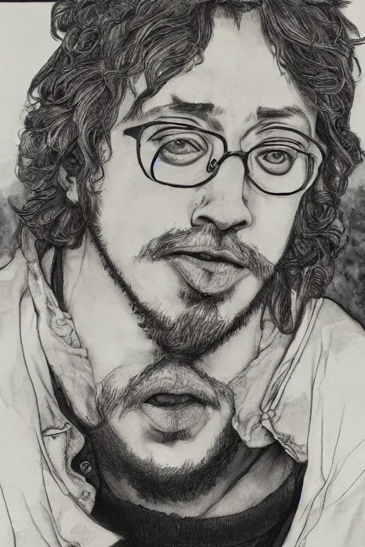 Prompt: portrait of Sam Hyde in the style of Ayami Kojima, close-up, sigma male, rule of thirds, award winning