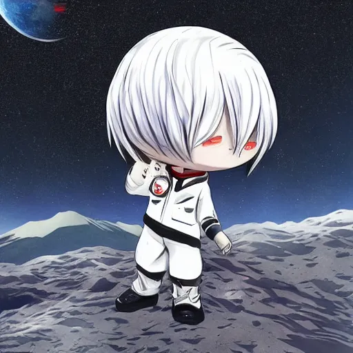 Image similar to Ken Kaneki, on the moon, alone, Hiroaki Tsutsumi style