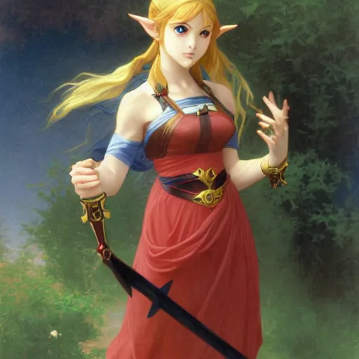 Prompt: Zelda, zelda, zelda, anime, angry, by William-Adolphe Bouguereau