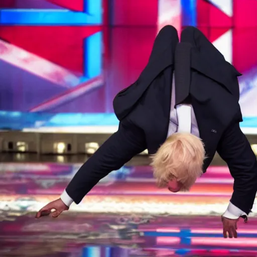 Image similar to boris johnson break dancing on americas got talent, 4 k photograph