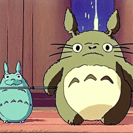 Image similar to a film still of totoro in studio ghibli's Only Yesterday 1991 animation