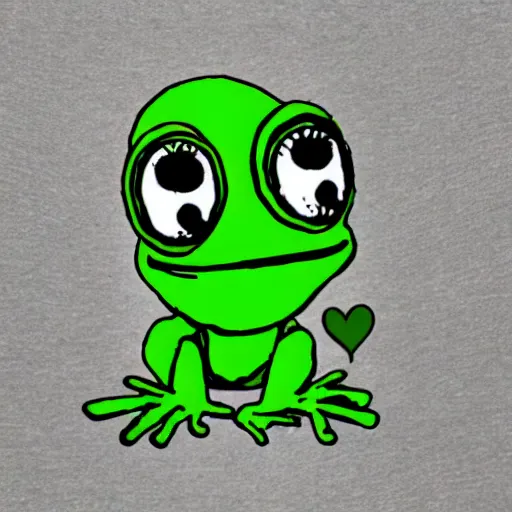 Prompt: cute pepe the frog with curly hair