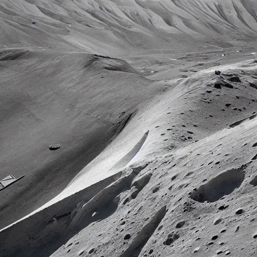 Prompt: moon base on the edge of a crater designed by zaha hadid, cliff side structure, contemporary architecture, photography