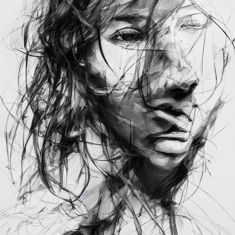 Image similar to beautiful rough pencil sketch portrait by hopare, masterpiece, sharp, intricate, highly detailed, artstation