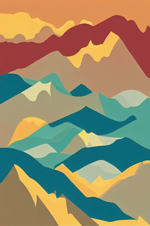 Image similar to minimalist boho style art of colorful alps, illustration, vector art