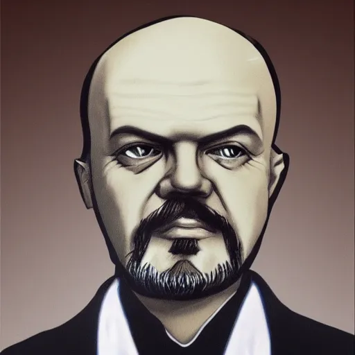 Image similar to vladimir lenin stylized as rick sanchez, realistic portrait, high resolution