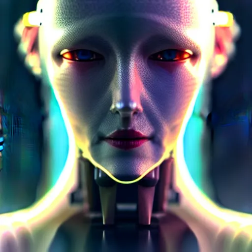 Image similar to Perfectly-Centered Half-body-Portrait of a Mechanical Cyberpunk Female Android, intricate, elegant, super highly detailed, professional digital painting, artstation, concept art, smooth, sharp focus, no blur, no dof, extreme illustration, Unreal Engine 5, Photorealism, HD quality, 8k resolution, cinema 4d, 3D, beautiful, cinematic, art by artgerm and greg rutkowski and alphonse mucha and loish and WLOP